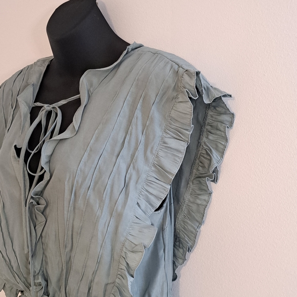 Mustard Seed Sage Lined Ruffle Mini Dress Misses Size Medium(8 - 10) - Picture 6 of 9